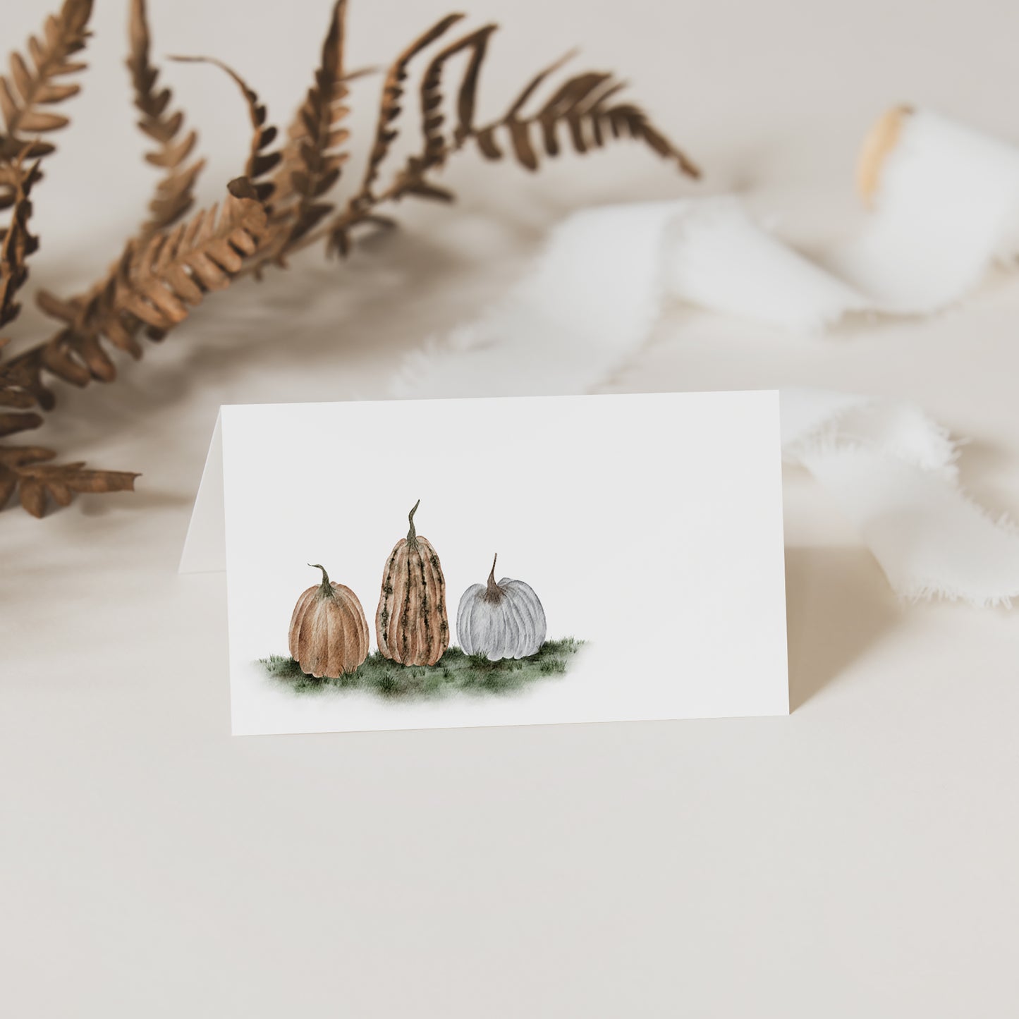Fall Pumpkins Folded Place Cards Set of 12