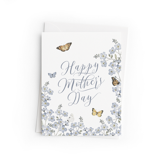 Greeting card with 'Happy Mother's Day' text and floral design on a white background